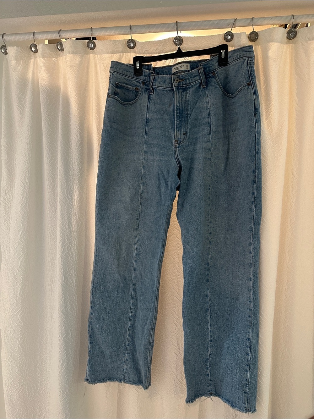 Abercrombie & Fitch High-Rise Straight Light Wash Jeans